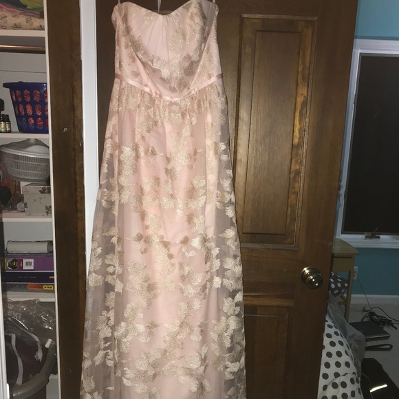 Oleg Cassini Dresses & Skirts - Blush and Gold Strapless Gown